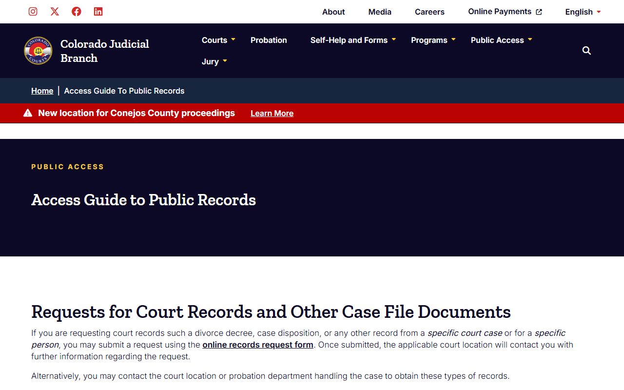 Colorado public records access guide for court dockets